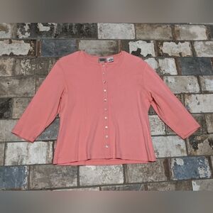 Vintage Jason Maxwell Medium Peach Button Up Sweater Cardigan